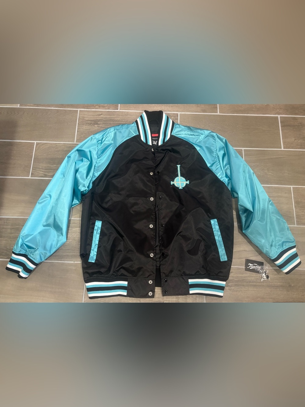 Ghost band Franchise Club brand jacket - full front snap up - teal/black - NWT